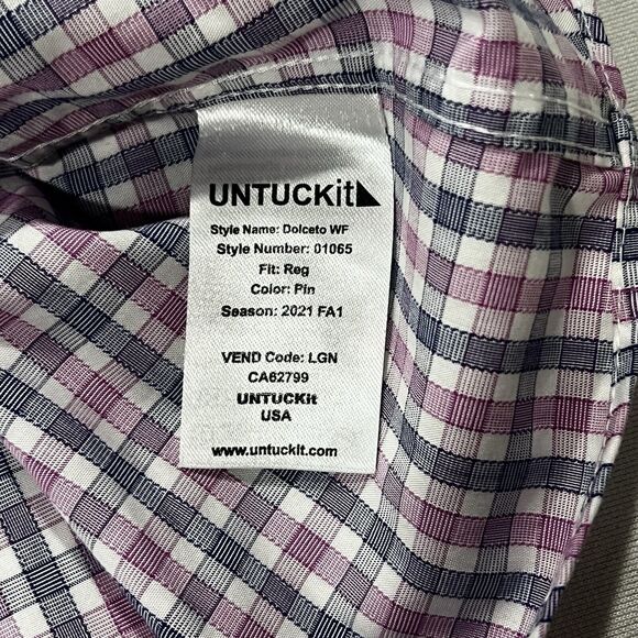 UNTUCKit Dolcetto WF Men Pink Long Sleeve Button Down Wrinkle Free Shirt Sz 2XL - Picture 6 of 9